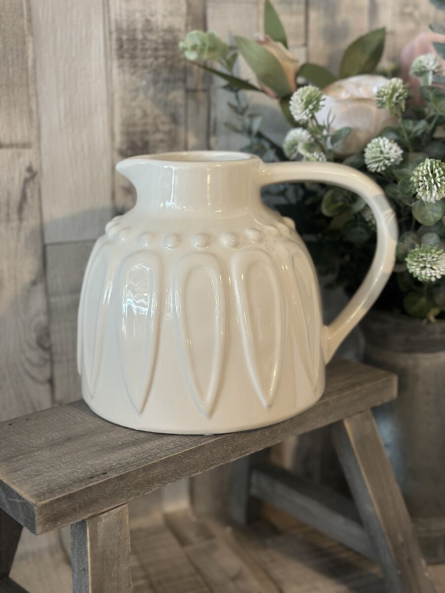 Iona Beaded Embossed Ceramic Jug