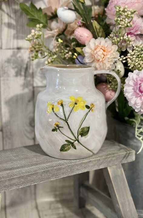 Stoneware Meadow Flower Pitcher