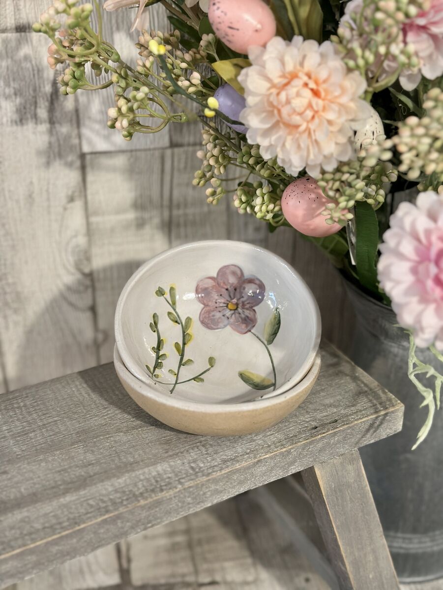 Stoneware Mauve Meadow Flower Mini Bowl