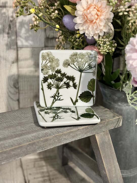 Spring Hedgerow Ceramic Coaster