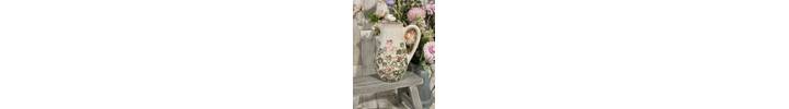 Pink &amp; Green Vintage Flower Stoneware Jug