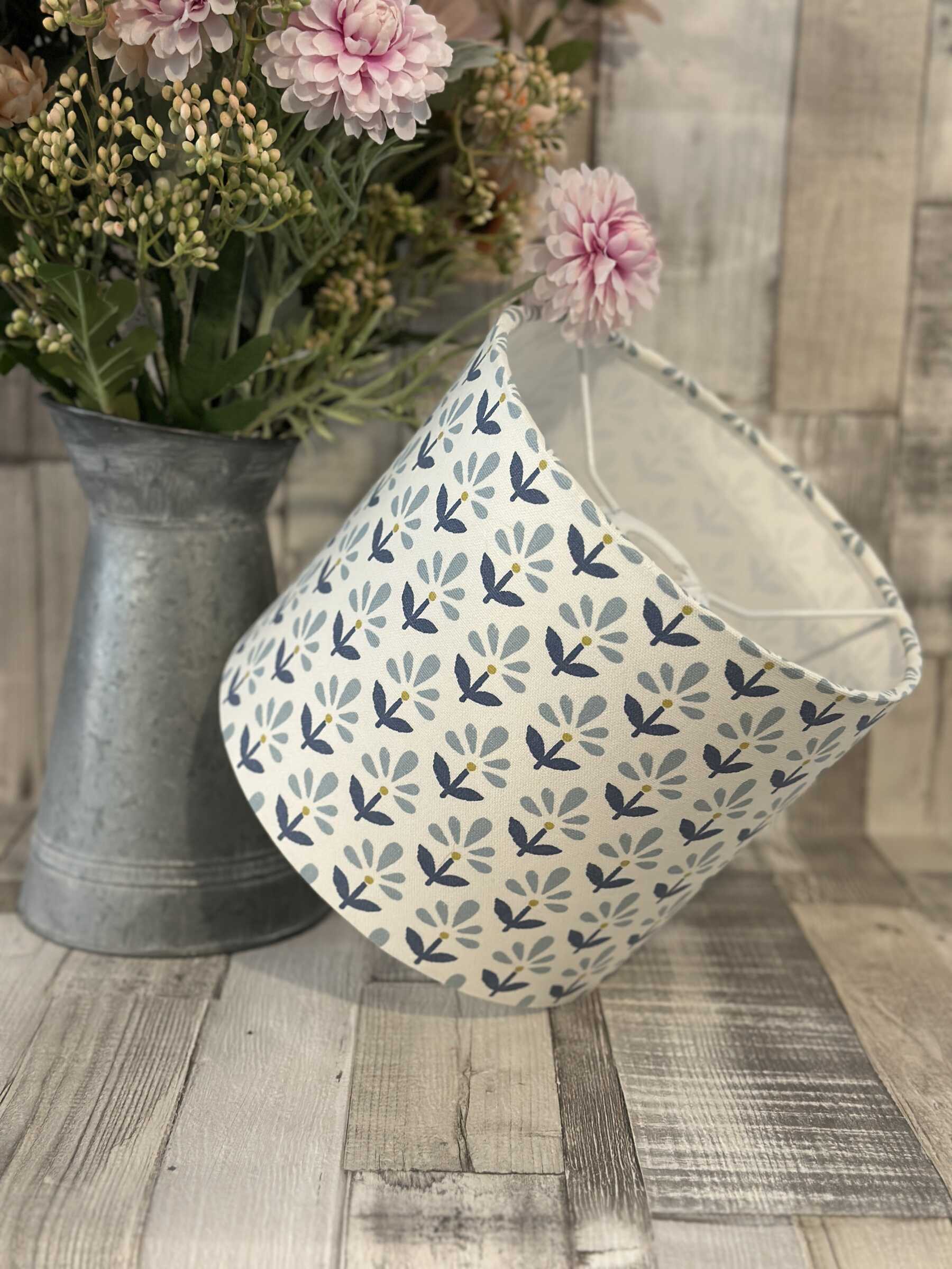 Blue Geometric Flower Lampshade