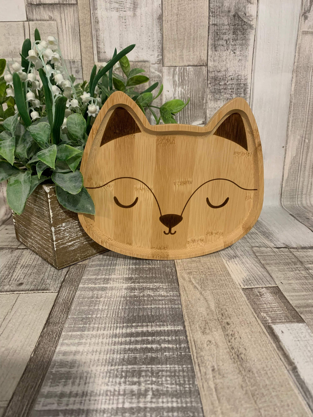 Children's Bamboo Fox Plate Shop So Sophie