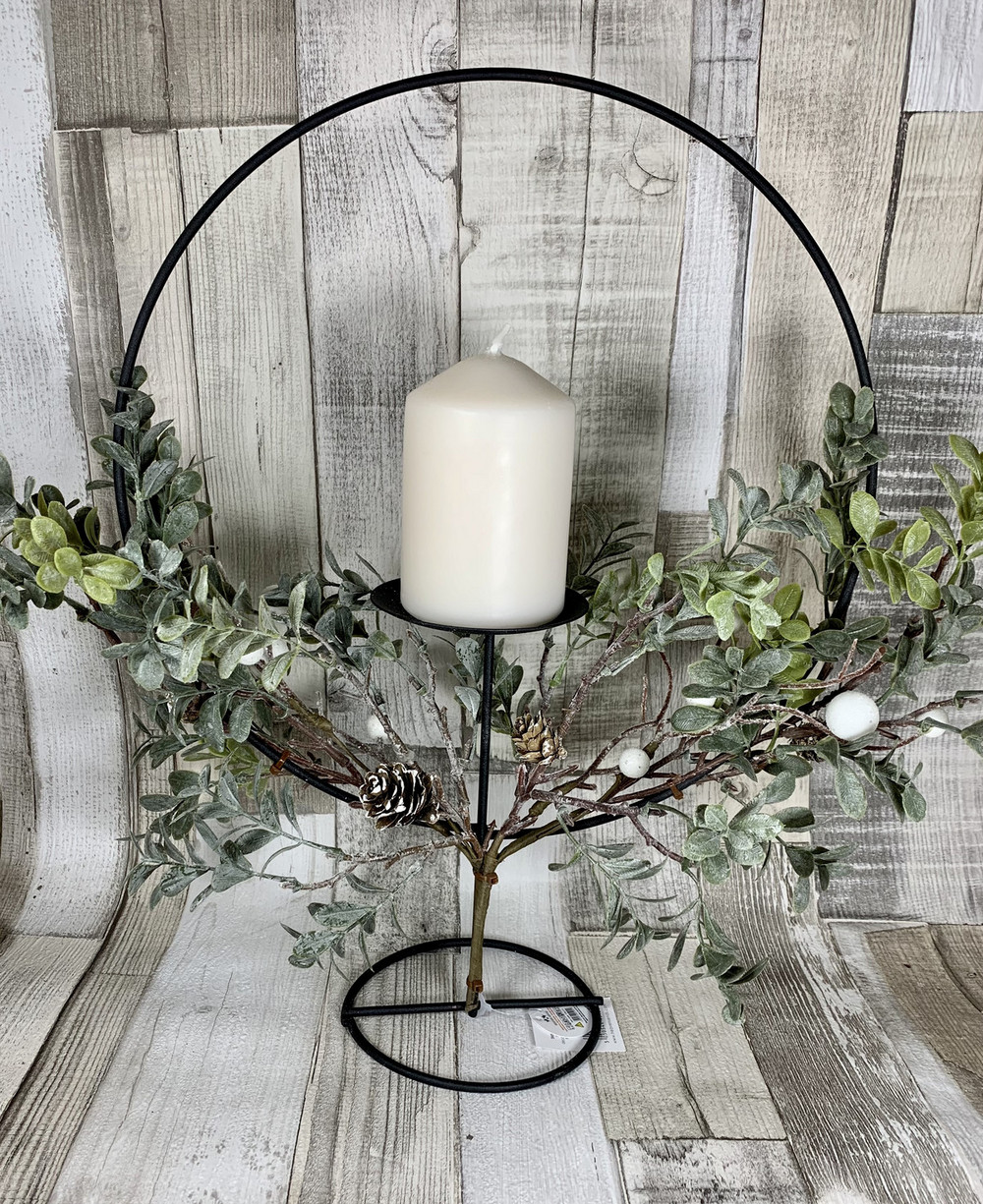Hoop Candle Holder With Faux Foliage Shop So Sophie