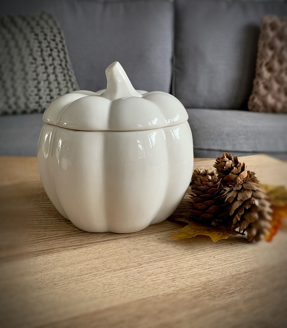 White Ceramic Pumpkin Storage Pot Shop So Sophie