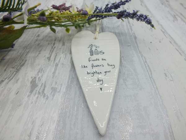 Friends are flowers porcelain hanging long heart