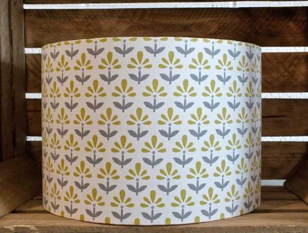 White and Green Floral Geometric Lampshade 30cm 