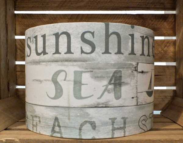 White and Grey Seaside Word Lampshade 30cm 