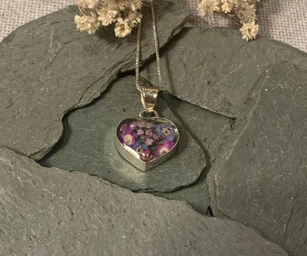 Sterling Silver Purple Haze Small Heart Necklace