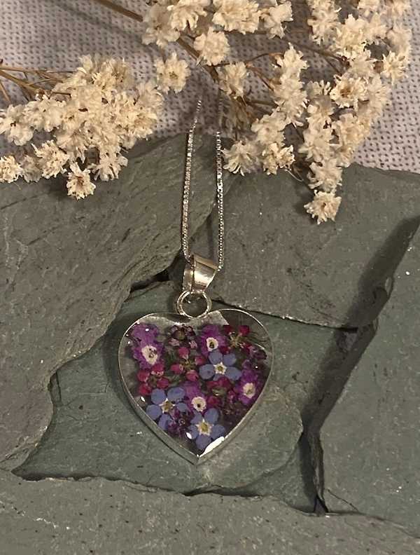 Sterling Silver Purple Haze Medium Heart Necklace