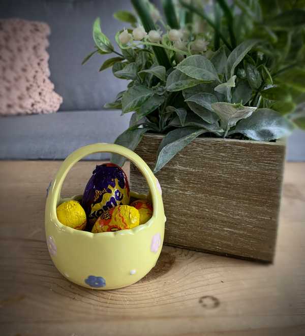 Yellow Ceramic Easter Basket