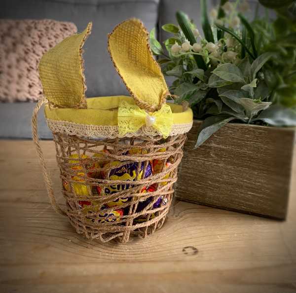 Yellow Rabbit Easter Egg Basket