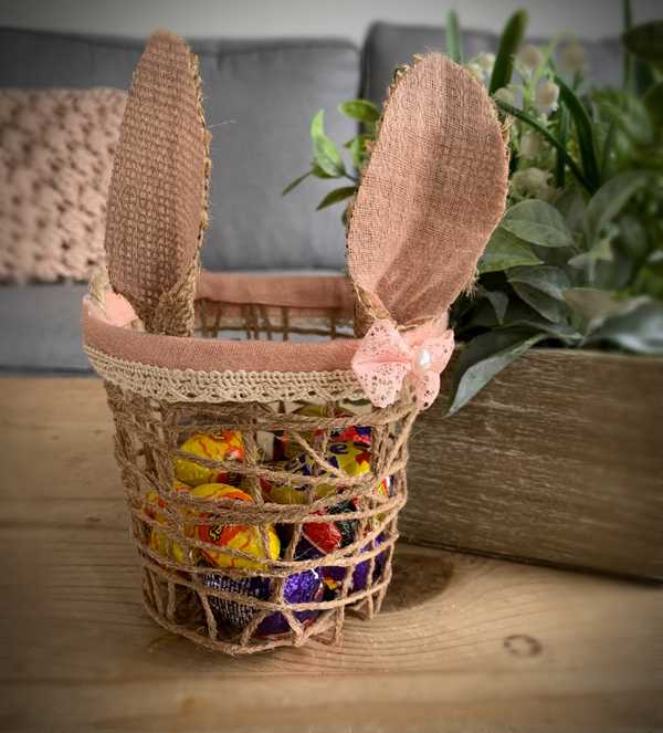 Pink Rabbit Easter Egg Basket