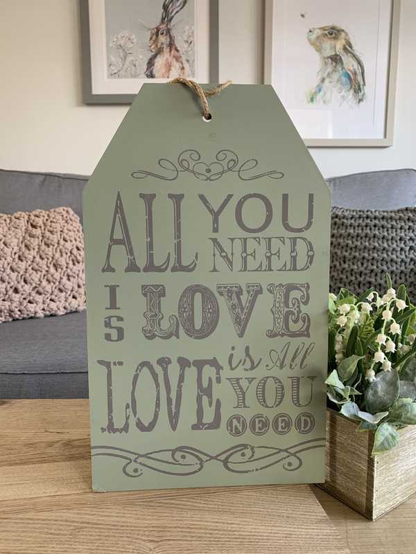 All You Need Is Love Wooden Hanging Plaque