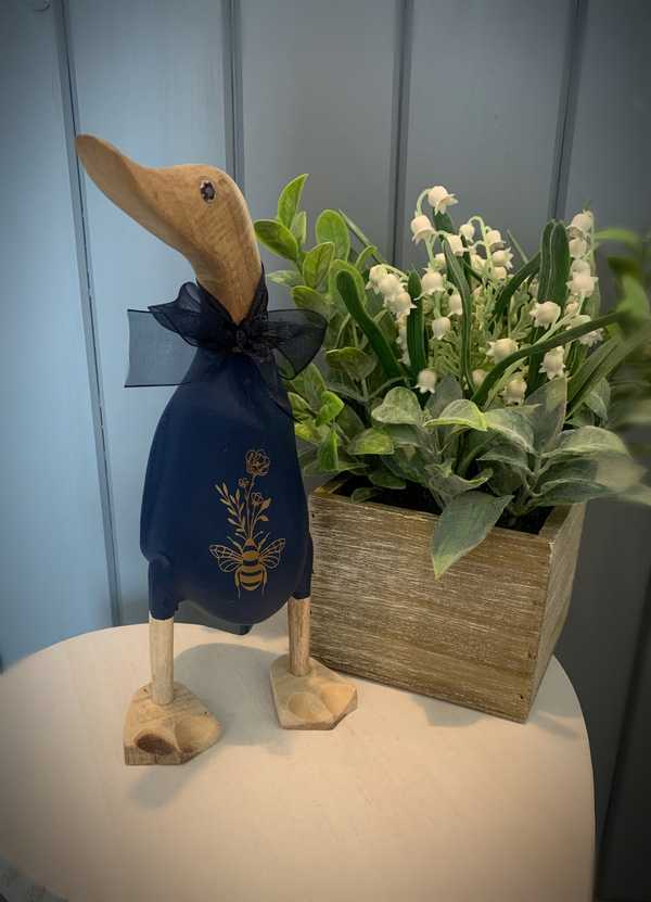Floral Bee Bouquet Small Wooden Duck