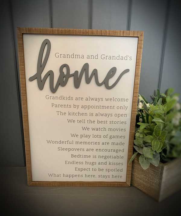 Grandma & Grandad's Home Plaque