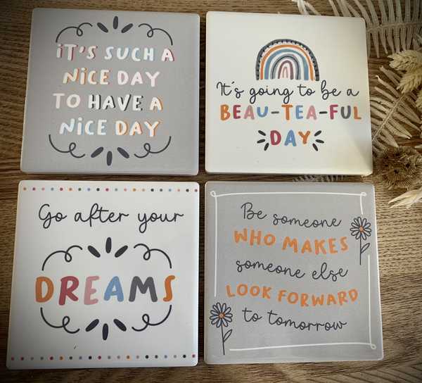 Set Of Four Ceramic Quote Coasters