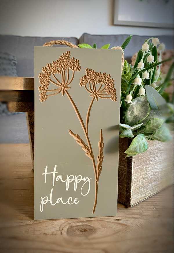 Happy Place Cow Parsley Sign