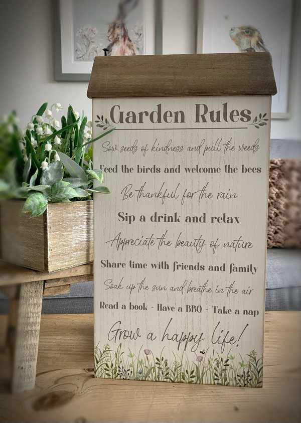 Garden Rules Plaque Shop So Sophie