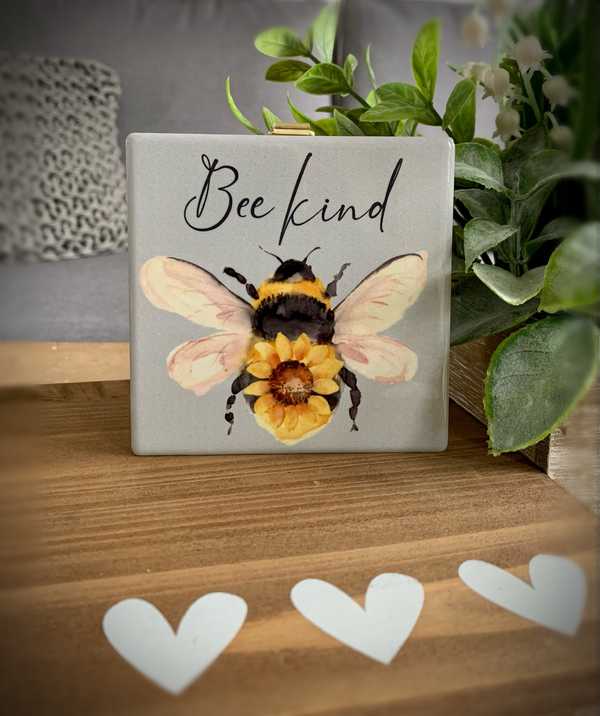 Ceramic Bee Kind Plaque