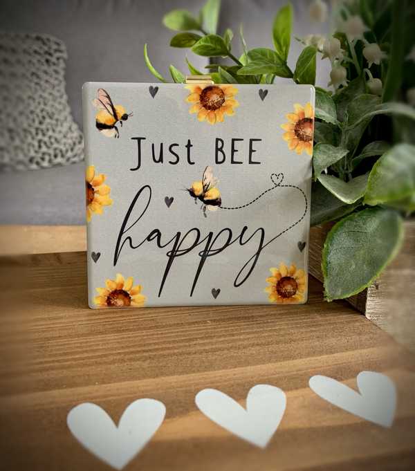 Ceramic Just Bee Happy Plaque