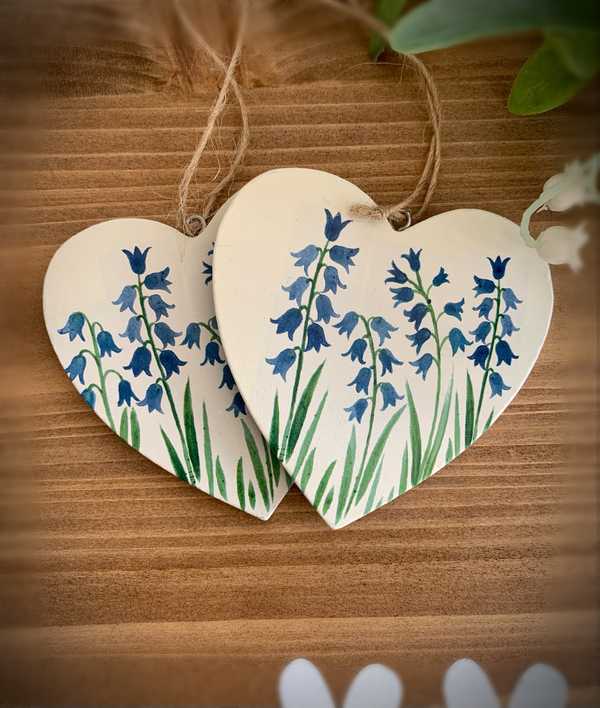 Bluebell Wooden Heart 