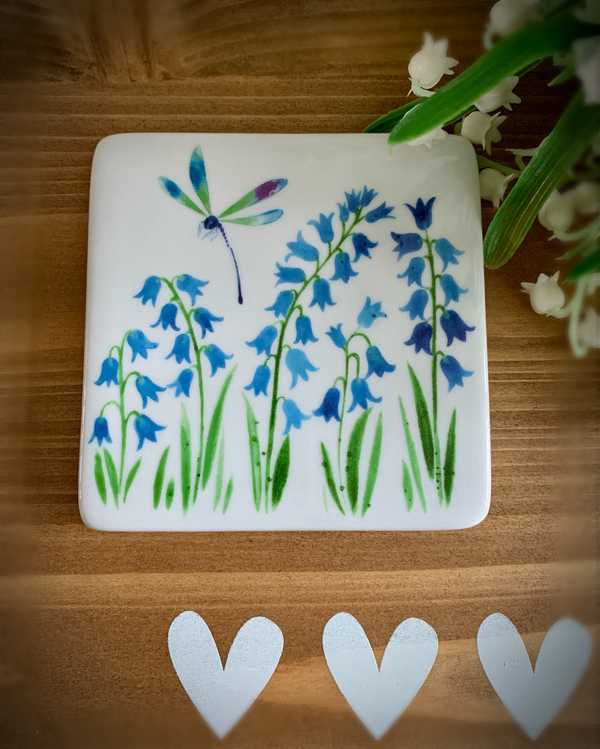 Bluebell & Dragonfly Ceramic Coaster