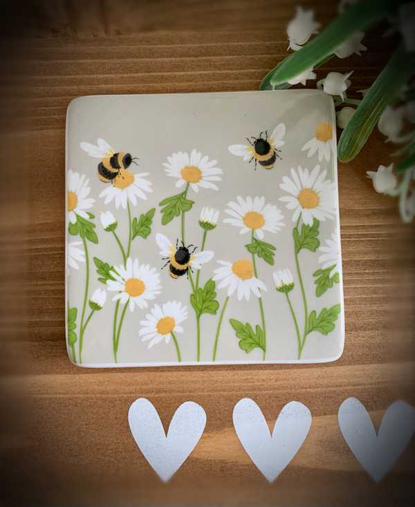 Daisy & Bee Ceramic Coaster