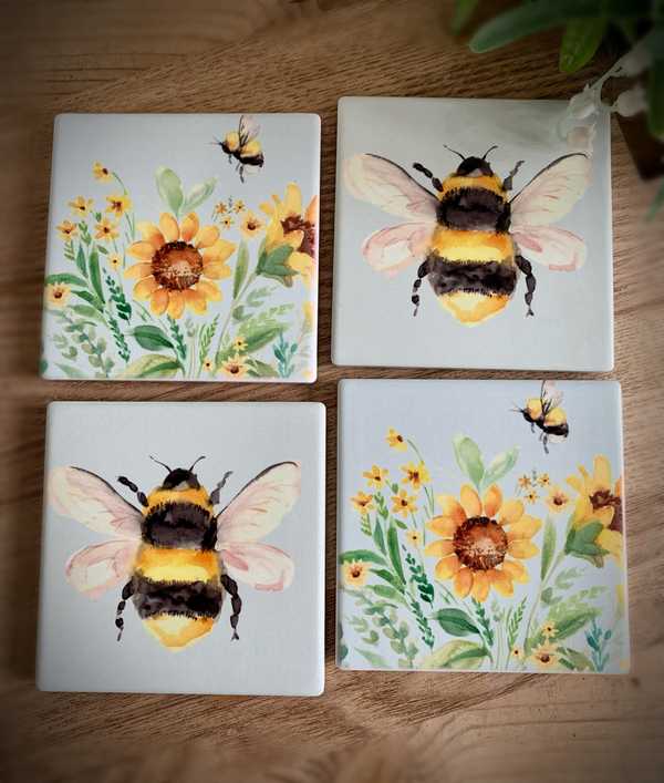 Sunflower & Bee Coasters