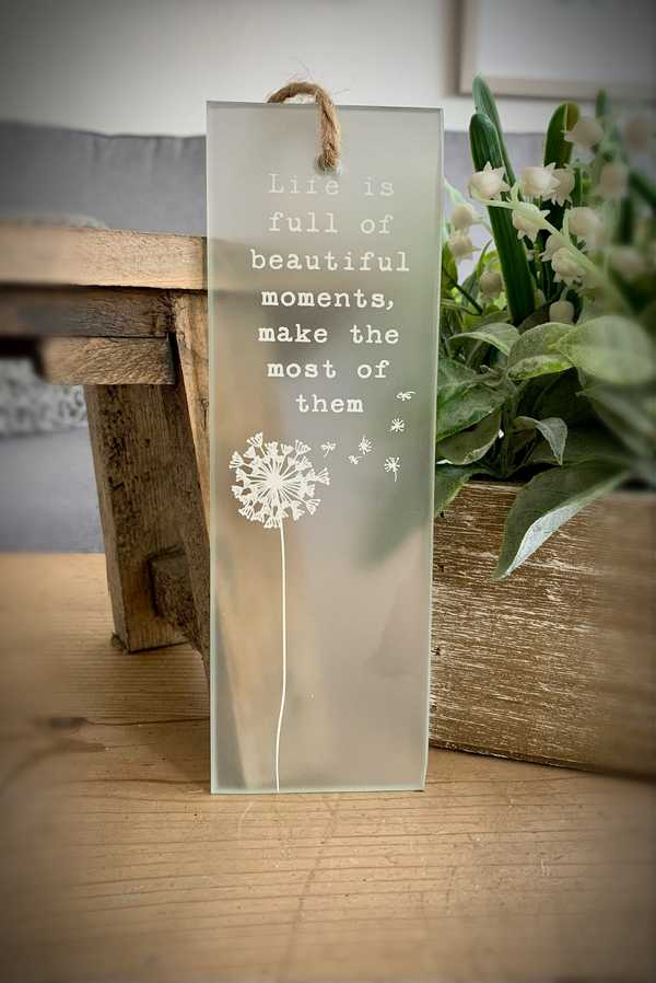 Beautiful Moments Dandelion Glass Plaque