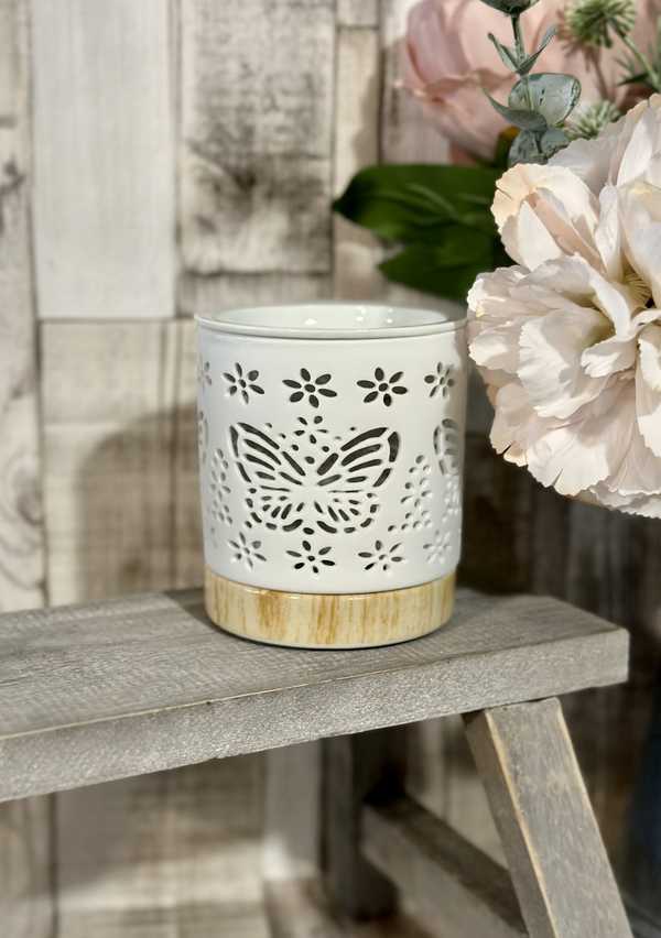 Ceramic Butterfly Cut Out Oil / Wax Burner