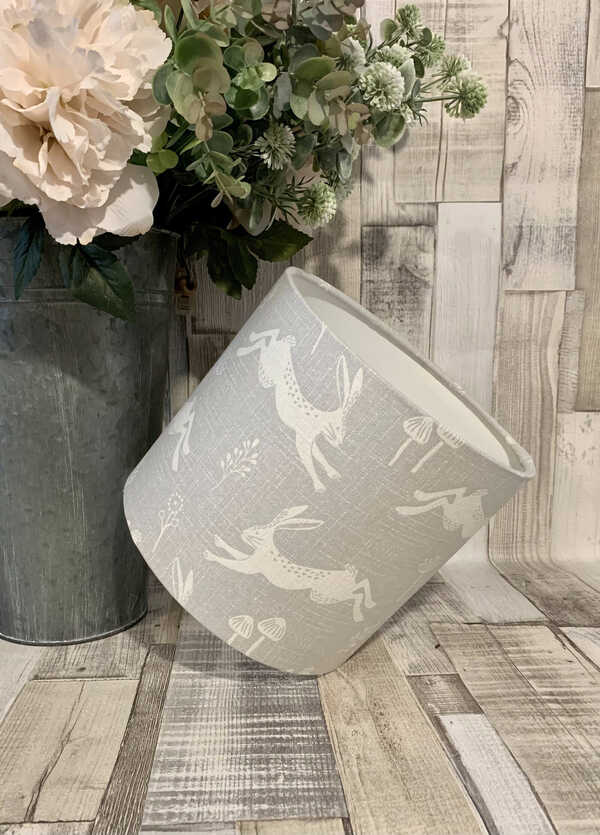 Leaping Hare Dove Grey Lampshade
