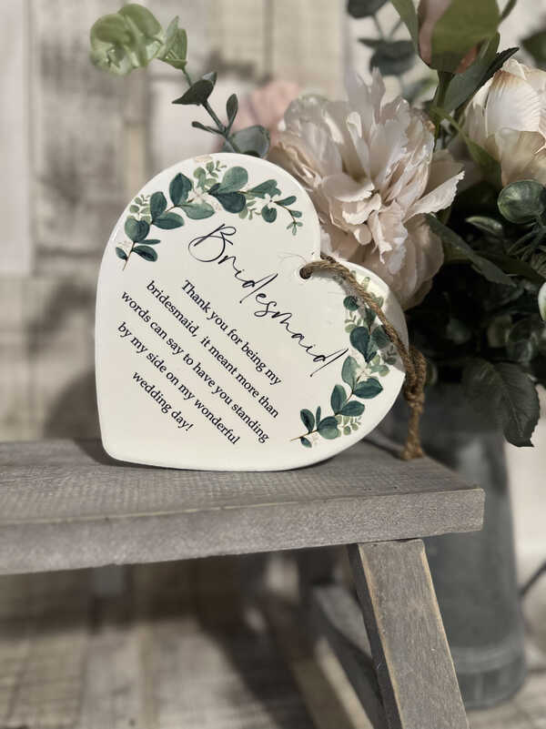 Bridesmaid Ceramic Heart Hanger