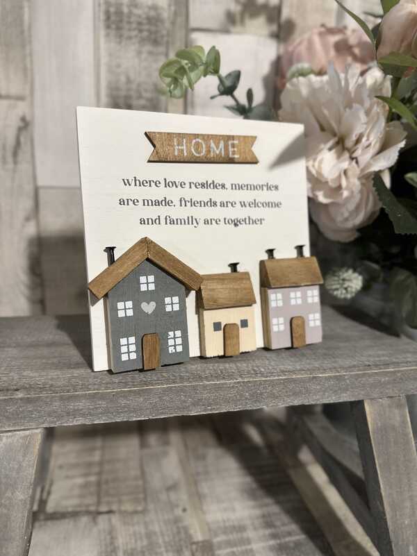 Home Is Where 3D House Easel Plaque
