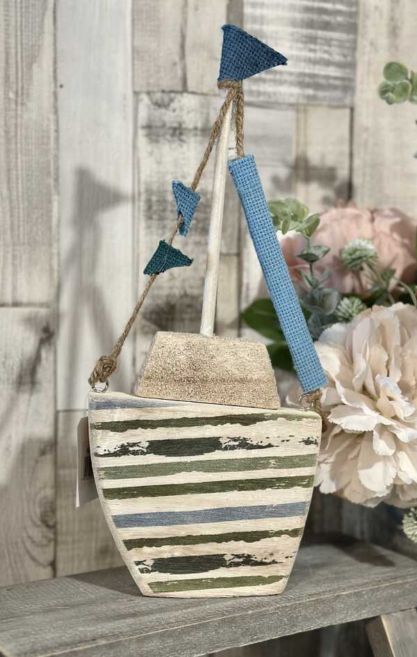 Striped Driftwood Boat