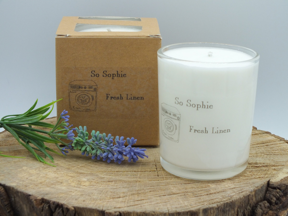 Fresh Linen large candle Shop So Sophie